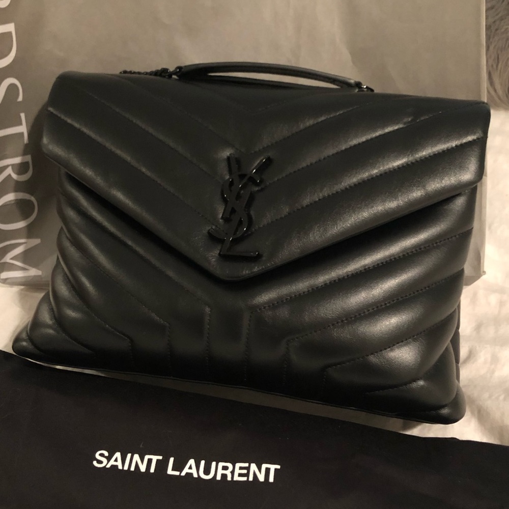 NWT black Med YSL LOU LOU Bag w/black hardware.